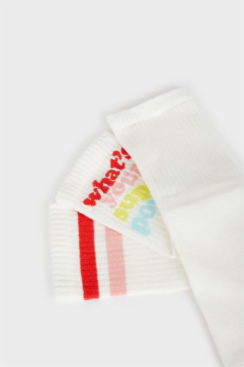 نساء أبيض (000) جوارب طويلة قطن نسائي - 3 قطع