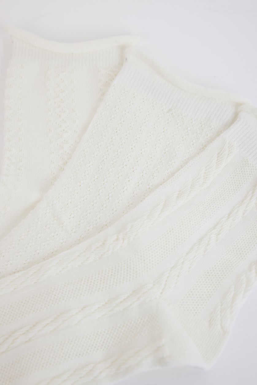 Kadın Beyaz Kadın 3'lü Pamuklu Soket Çorap