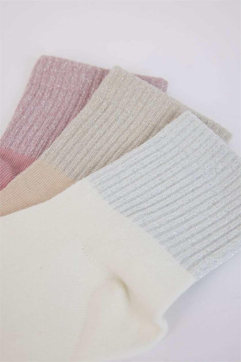 Kadın Karma Kadın Parıltılı 3'lü Pamuklu Soket Çorap