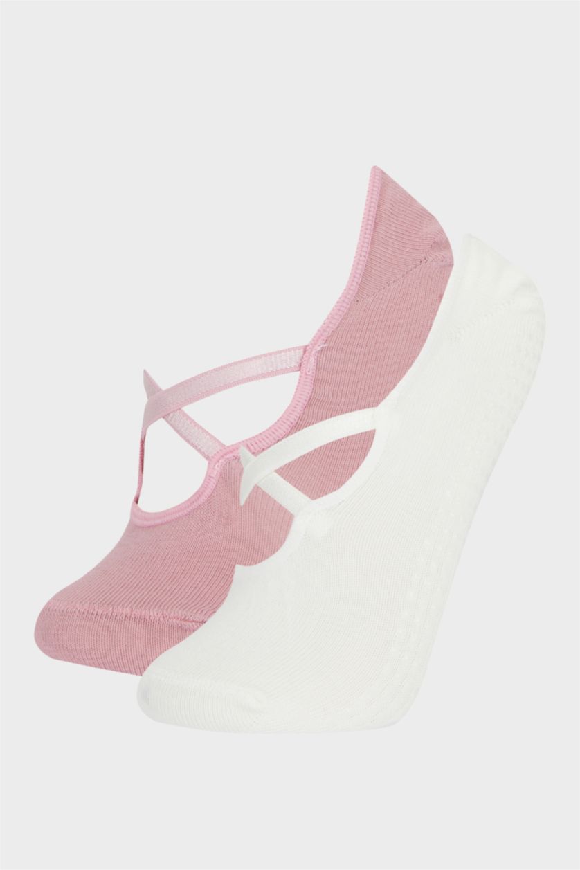 Kadın Karma Kadın Kaydırmaz Taban 2'li Pamuklu Pilates Çorabı