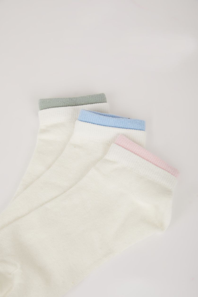 Kadın Beyaz Kadın 3'lü Pamuklu Patik Çorap