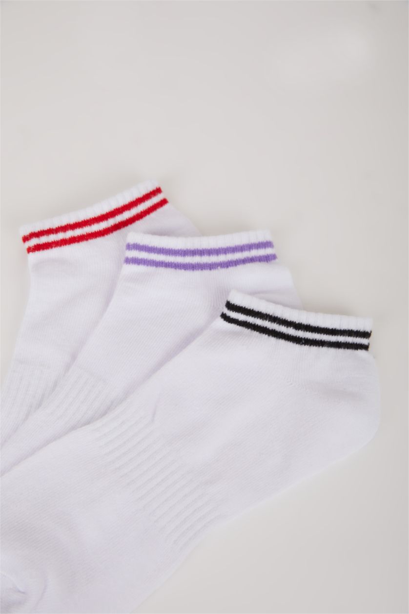 Kadın Beyaz Kadın 3'lü Pamuklu Patik Çorap