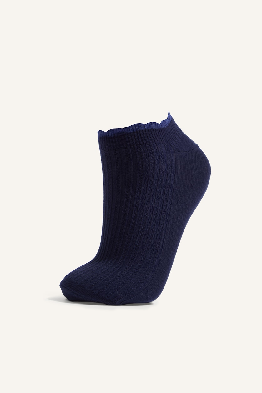 Women Blue 5 Piece Cotton Short Socks