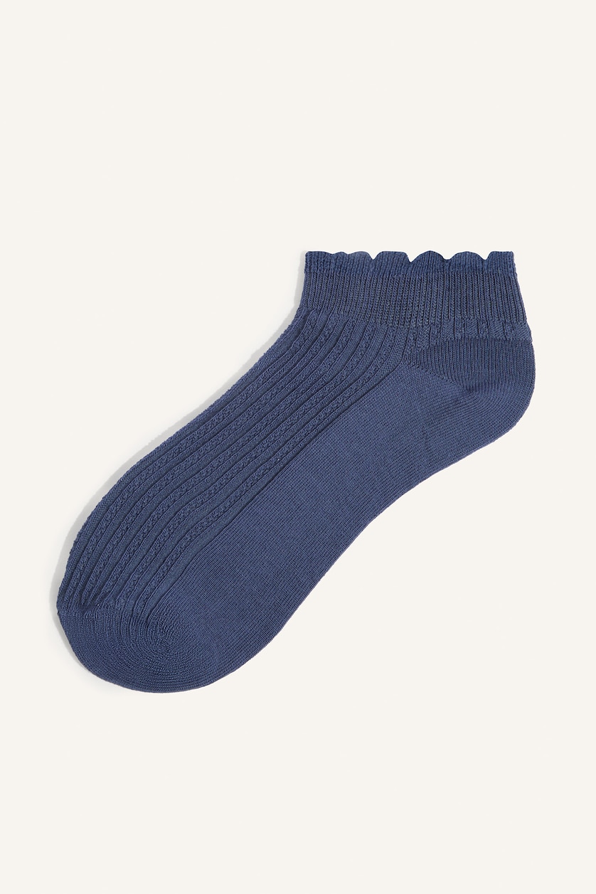 Women Blue 5 Piece Cotton Short Socks
