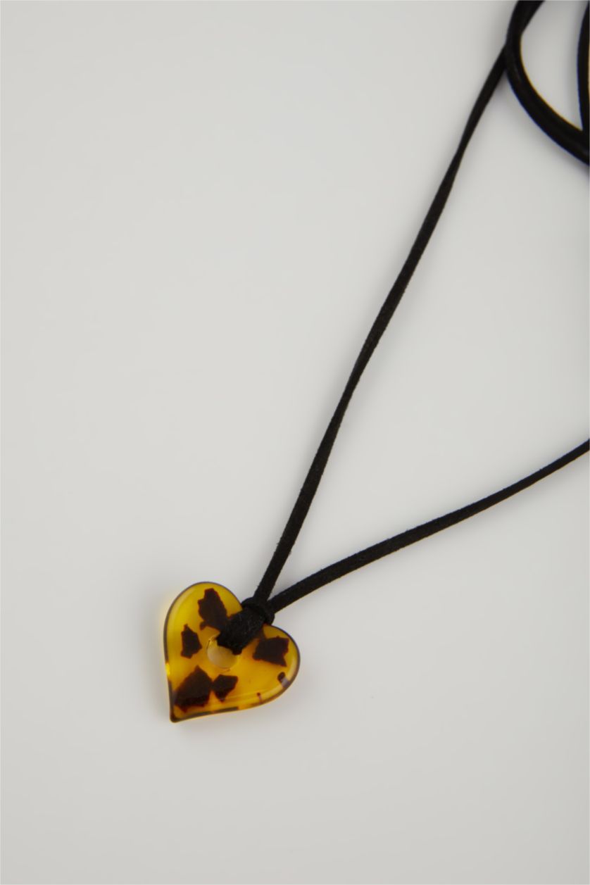 Kadın TRIXI - leopard Kadın Leopar Kalp Detaylı İpli Kolye