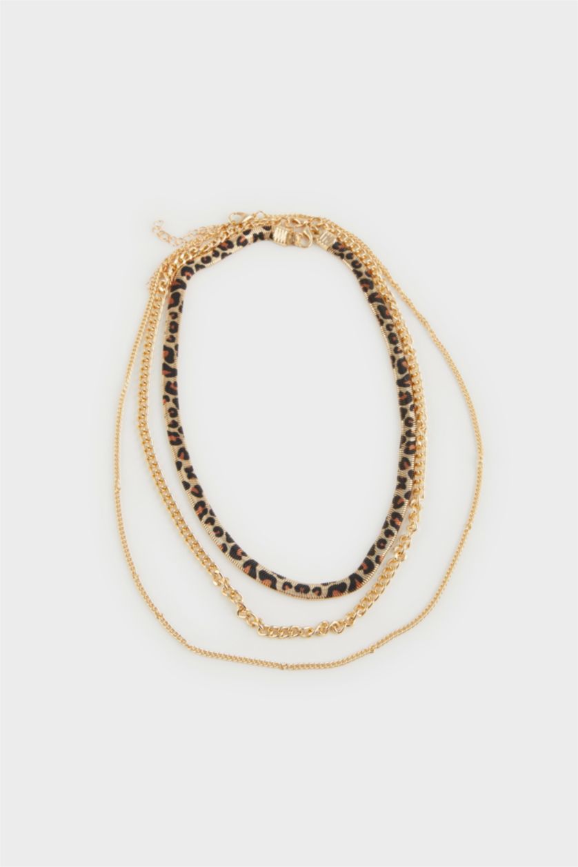Kadın TRIXI - leopard Kadın 3'lü Leopar Detaylı Gold Kolye