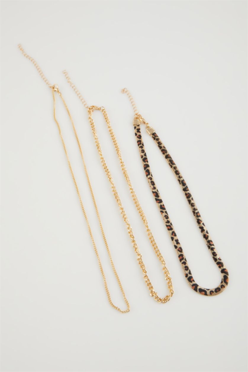 Kadın TRIXI - leopard Kadın 3'lü Leopar Detaylı Gold Kolye