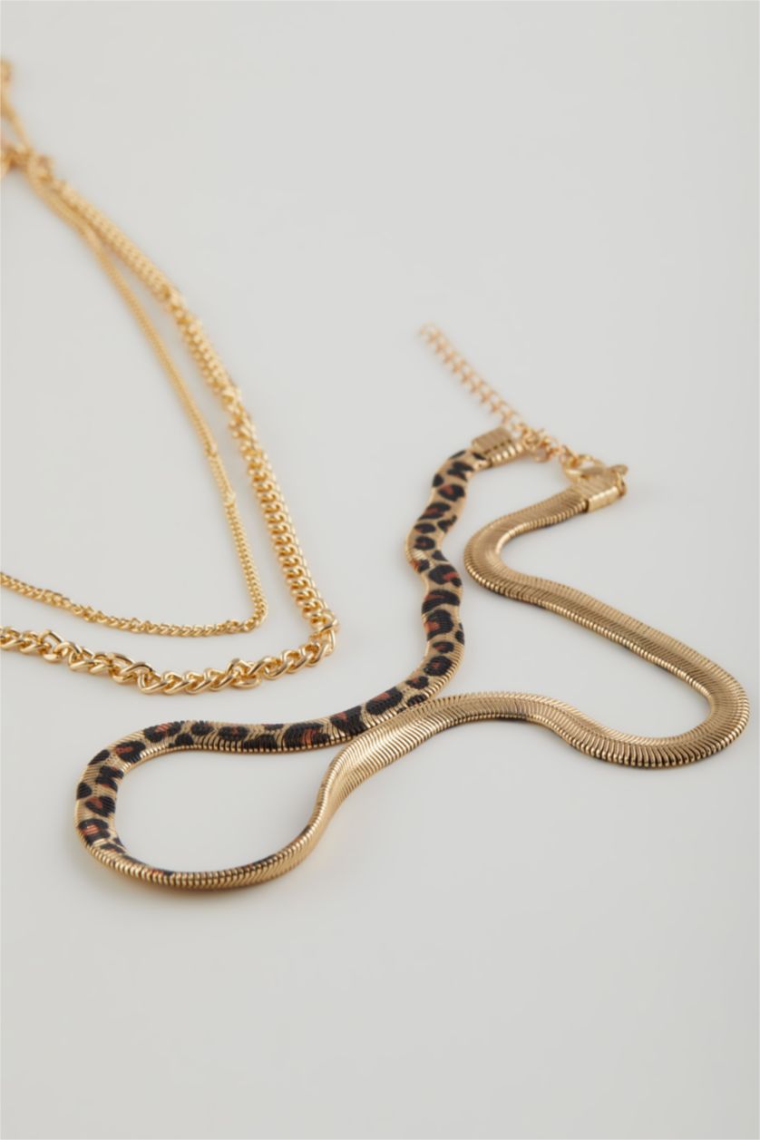 Kadın TRIXI - leopard Kadın 3'lü Leopar Detaylı Gold Kolye