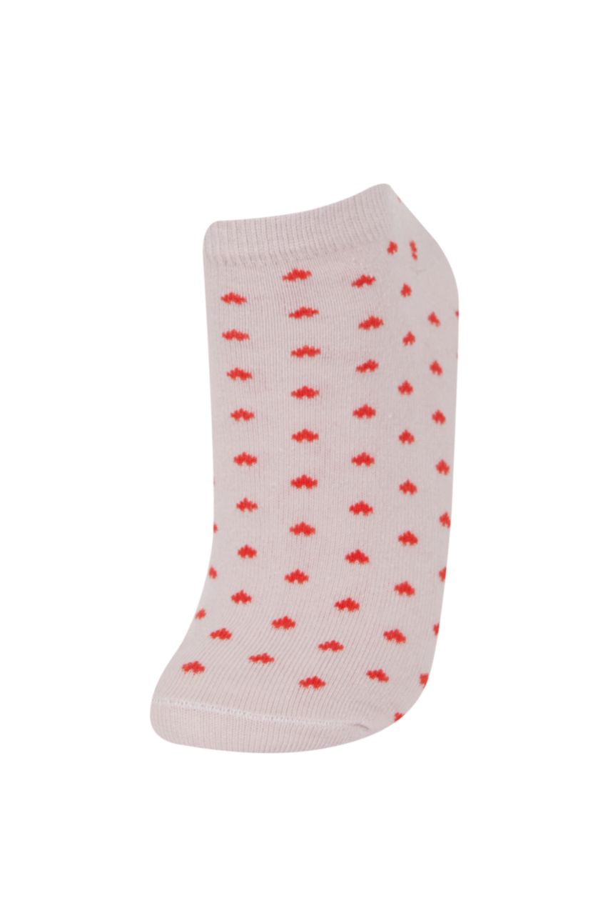 Kadın Karma Kadın Kalp Desenli 3'lü Pamuklu Patik Çorap