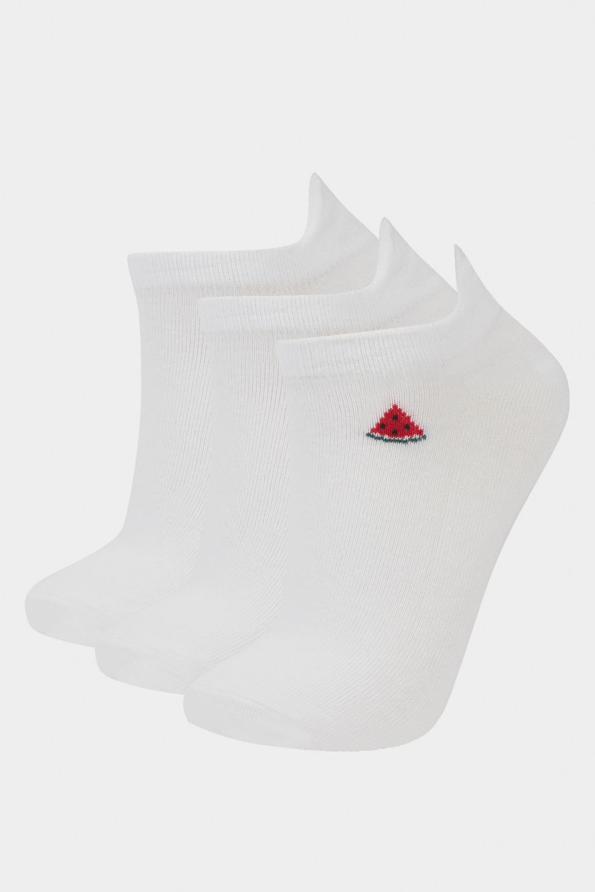 FEMME Blanc Lot de 3 paires de Chaussettes invisibles en coton pour femme