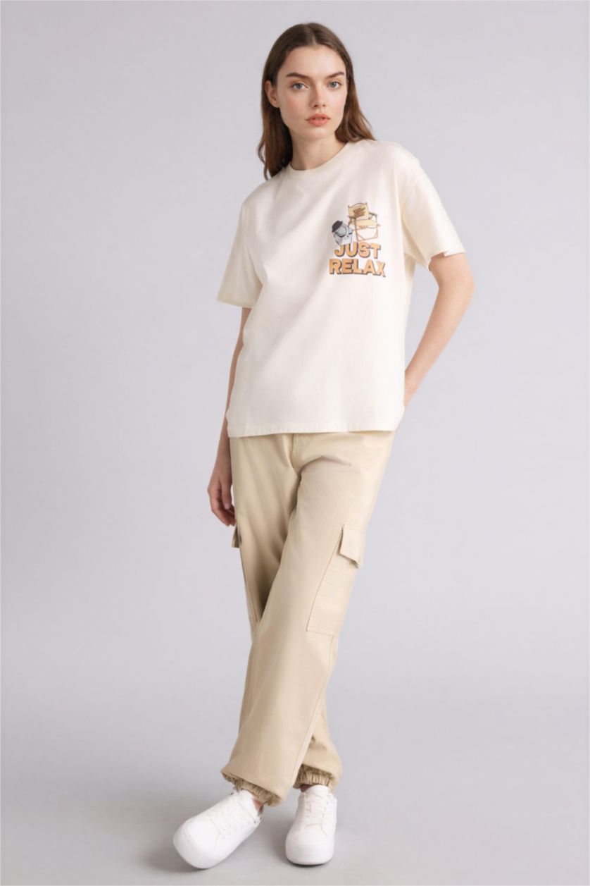 WOMAN Beige Jogger High Waist Standard Length Cargo Trousers