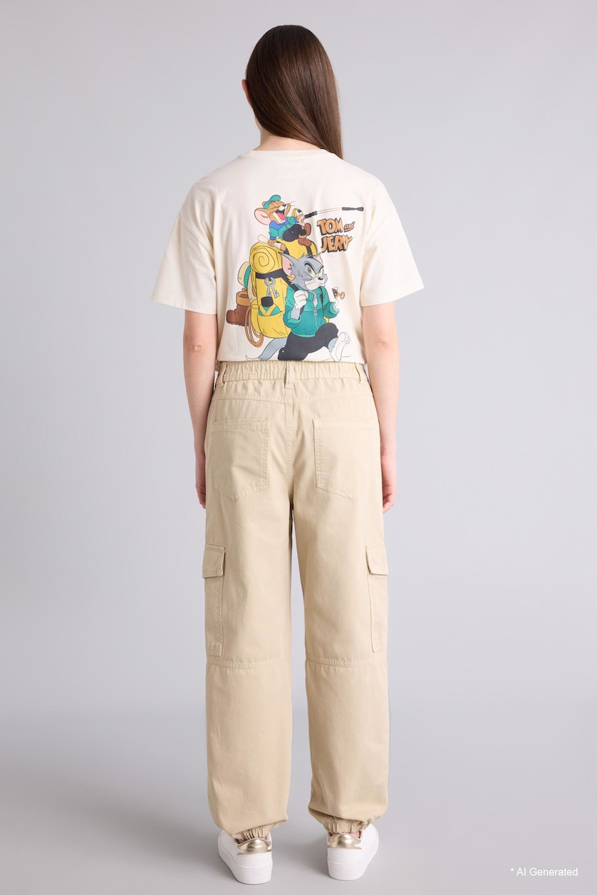 WOMAN Beige Jogger High Waist Standard Length Cargo Trousers