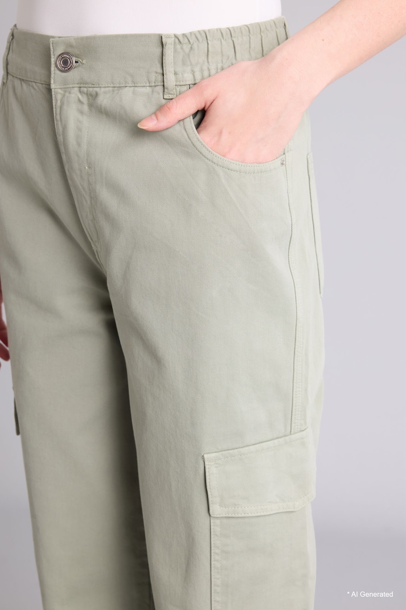WOMAN Green Jogger High Waist Standard Length Cargo Trousers