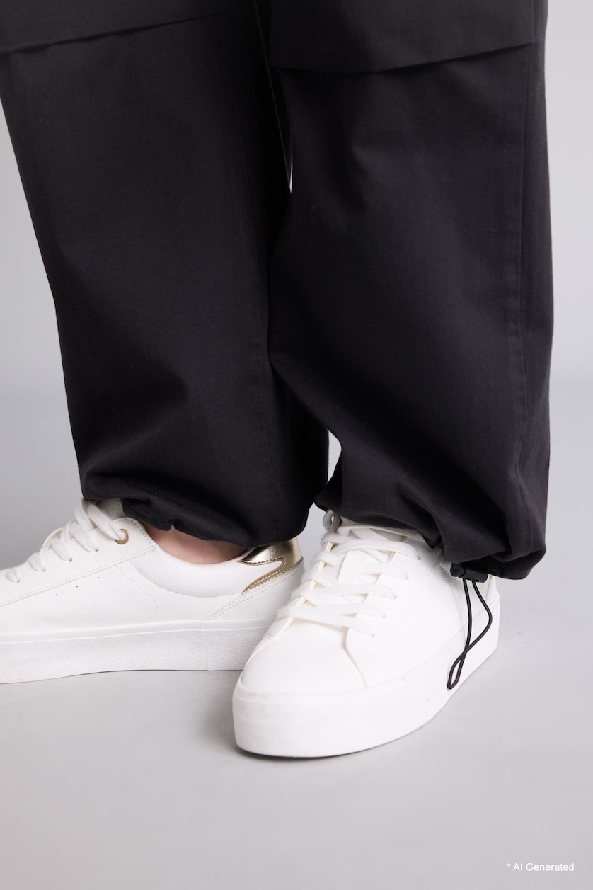 WOMAN Black Parachute Regular Waist Gabardine Trousers