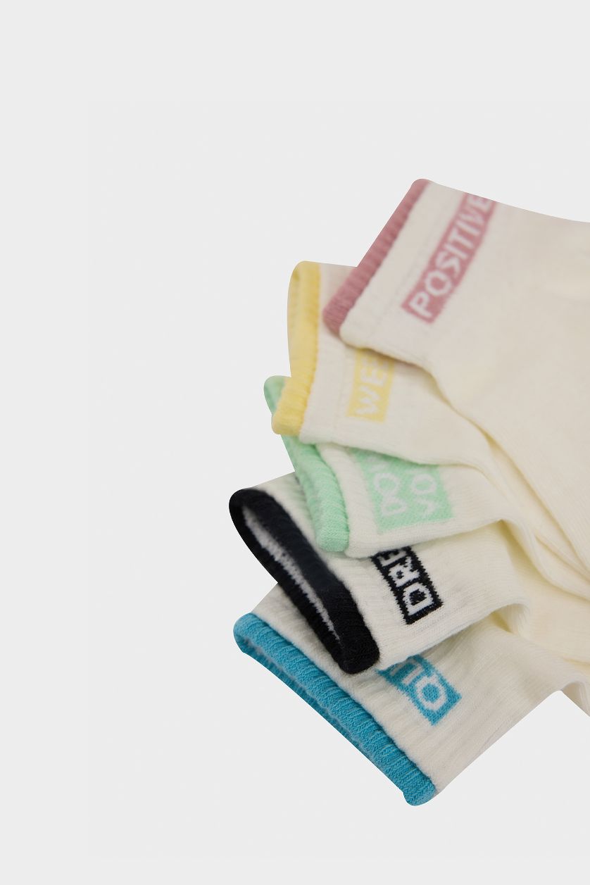 WOMAN White Woman Slogan 5 Piece Short Socks