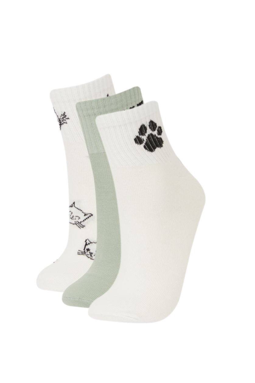 Kadın Karma Kadın 3'lü Pamuklu Soket Çorap