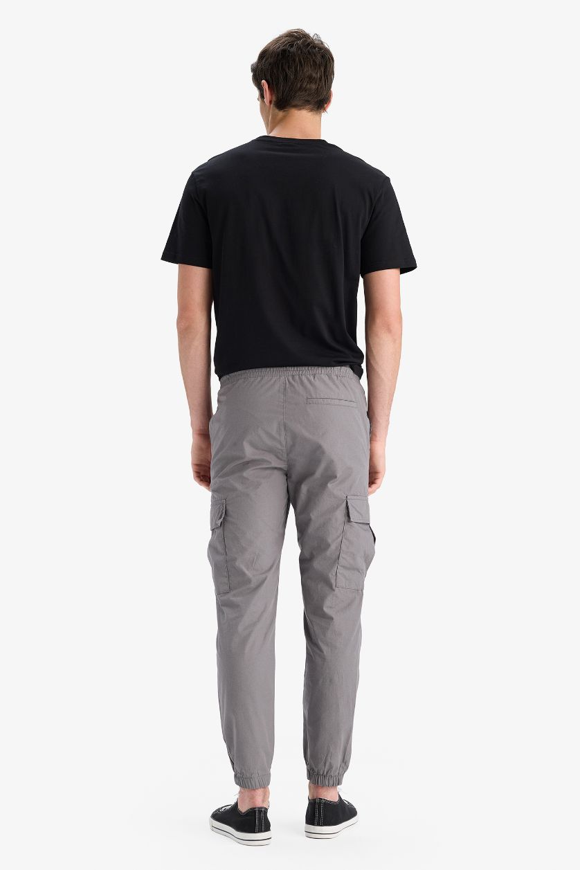 MAN Grey Cotton Regular Summer Jogger Parachute Cargo Pants