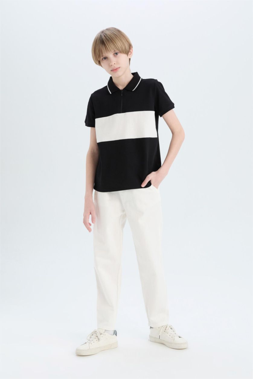 Young Boys - Teen Boys Ecru Boy Carrot Fit Standard Leg Gabardine Trousers