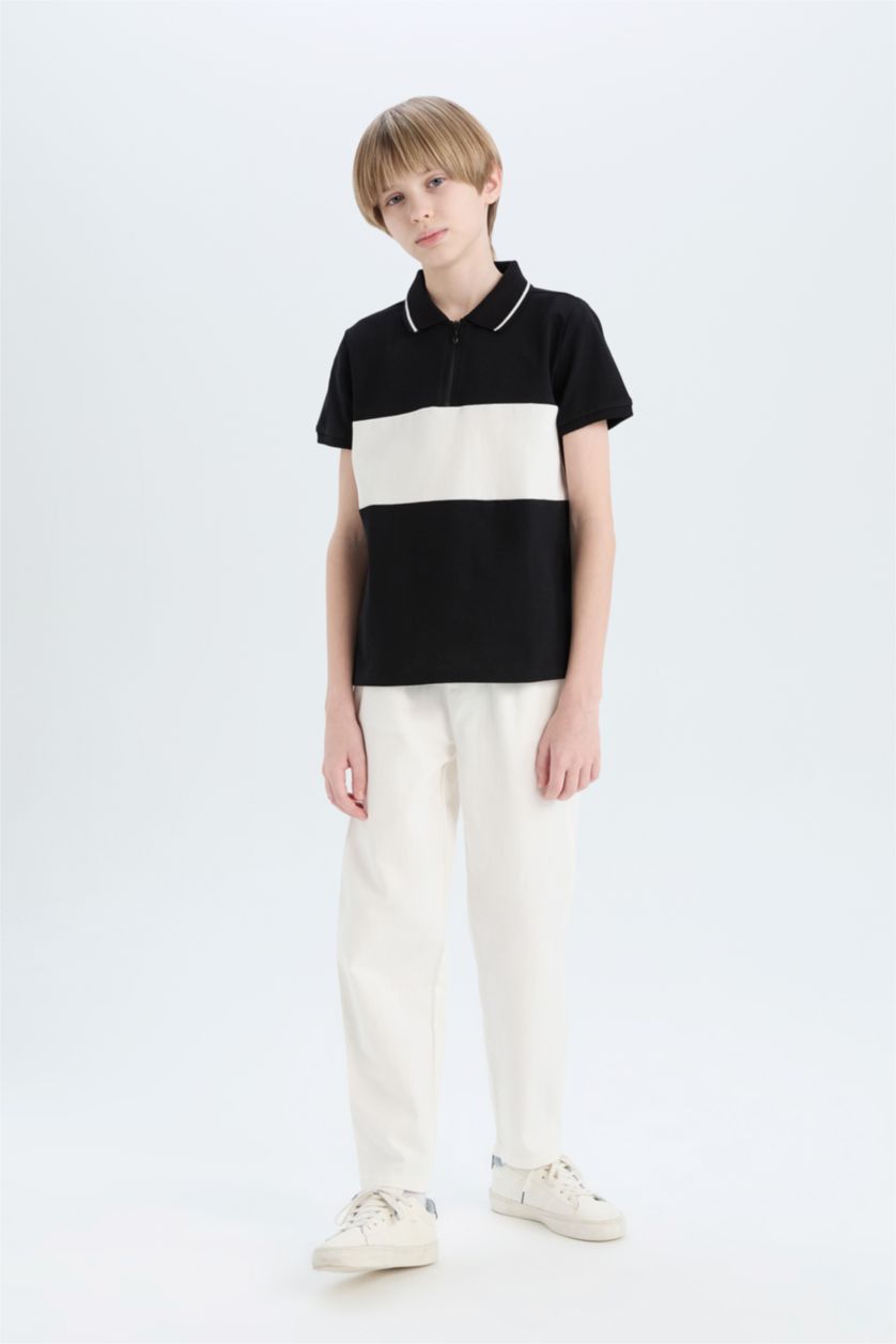 Young Boys - Teen Boys Ecru Boy Carrot Fit Standard Leg Gabardine Trousers