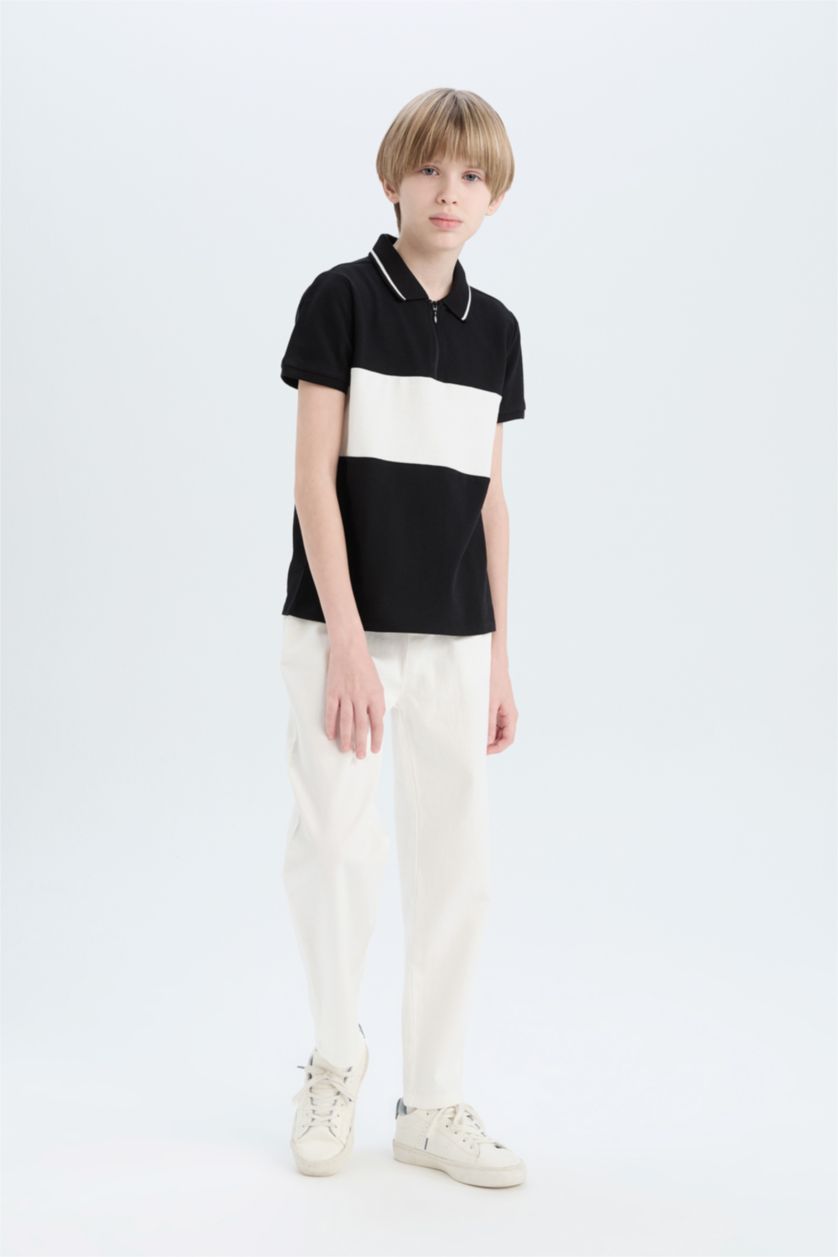 Young Boys - Teen Boys Ecru Boy Carrot Fit Standard Leg Gabardine Trousers