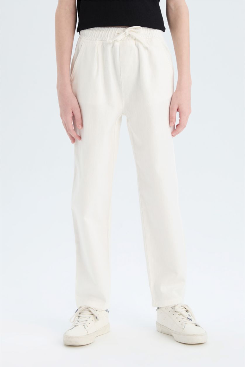 Young Boys - Teen Boys Ecru Boy Carrot Fit Standard Leg Gabardine Trousers