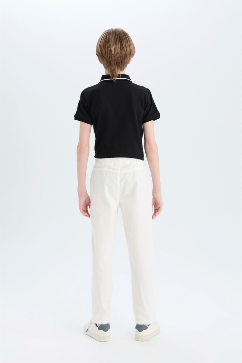 Erkek Çocuk - Genç Erkek Ekru Carrot Fit Havuç Kesim Standart Paça Gabardin Pantolon Erkek Çocuk