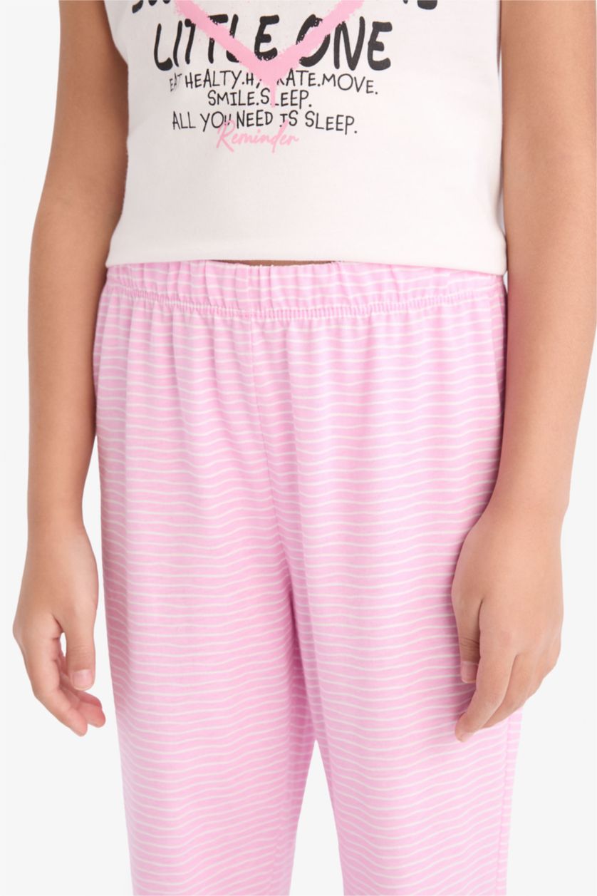 GIRLS & TEENS Ecru Girl Printed Top Bottom 2 Piece Pajama Set