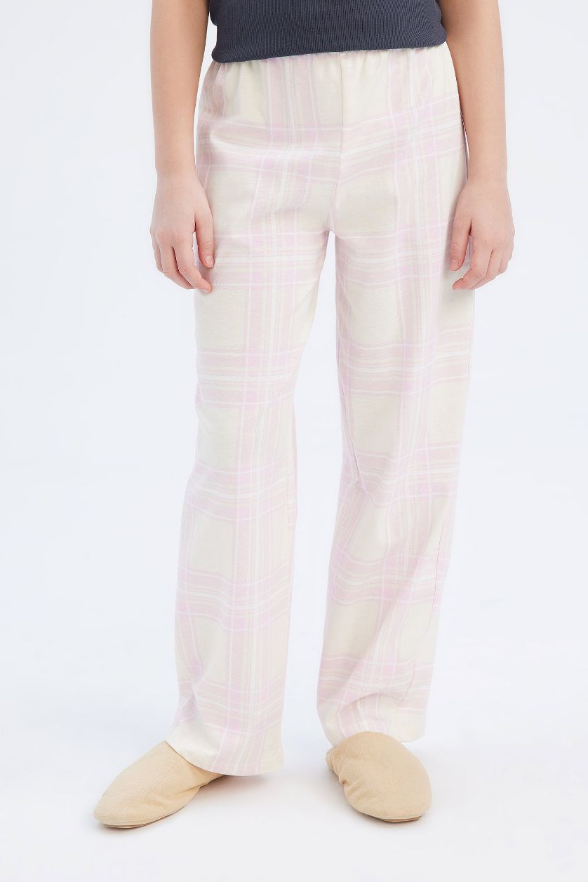 Kız Çocuk - Genç Kız Antrasit %100 Pamuklu Baskılı Fitilli Kaşkorse Pijama Takımı Kız Çocuk