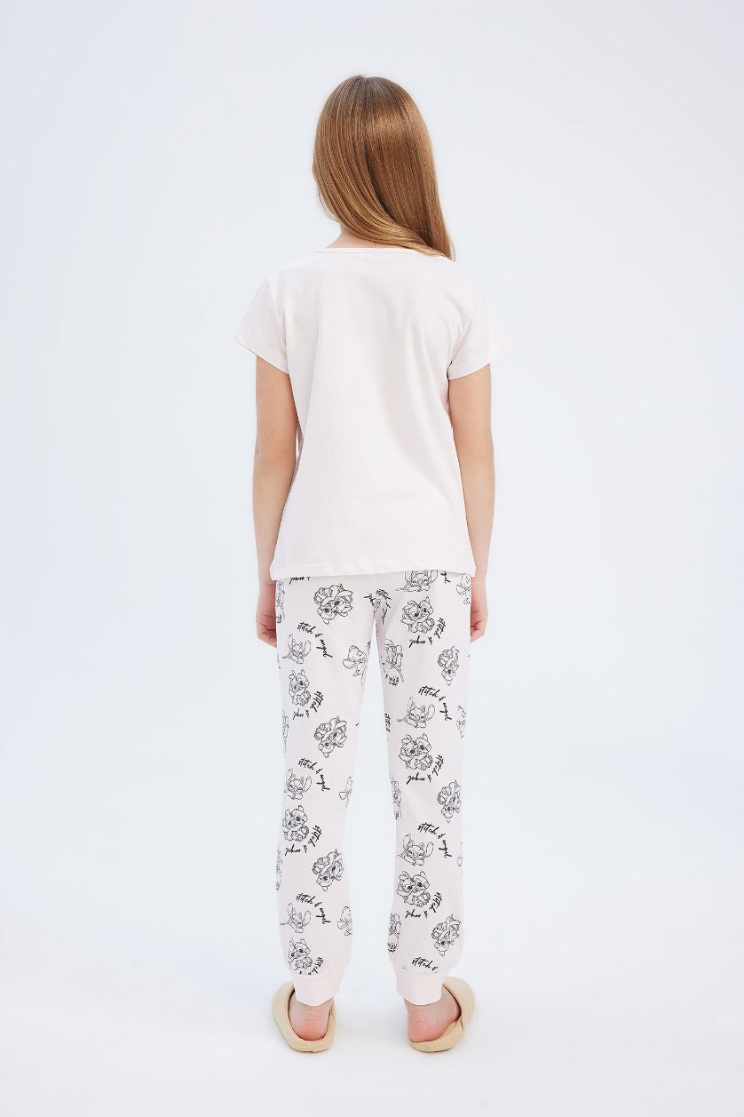 Girls & Teens Light Pink Girl Disney Lilo & Stitch Top Bottom 2 Piece Pajama Set