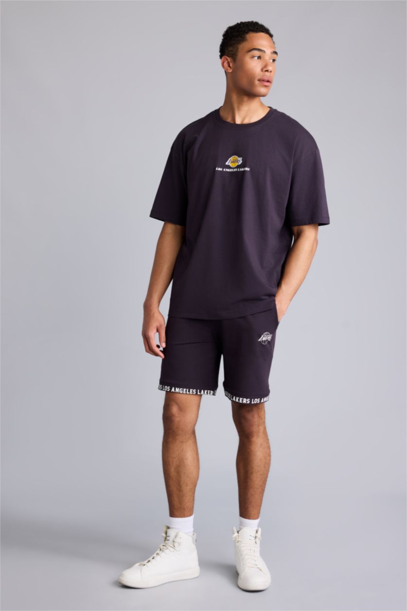 رجال بنفسجي غامق Oversize Fit Short Sleeve T-Shirt