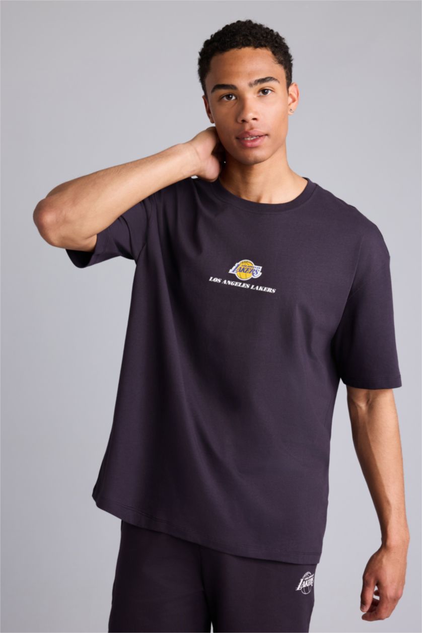 رجال بنفسجي غامق Oversize Fit Short Sleeve T-Shirt