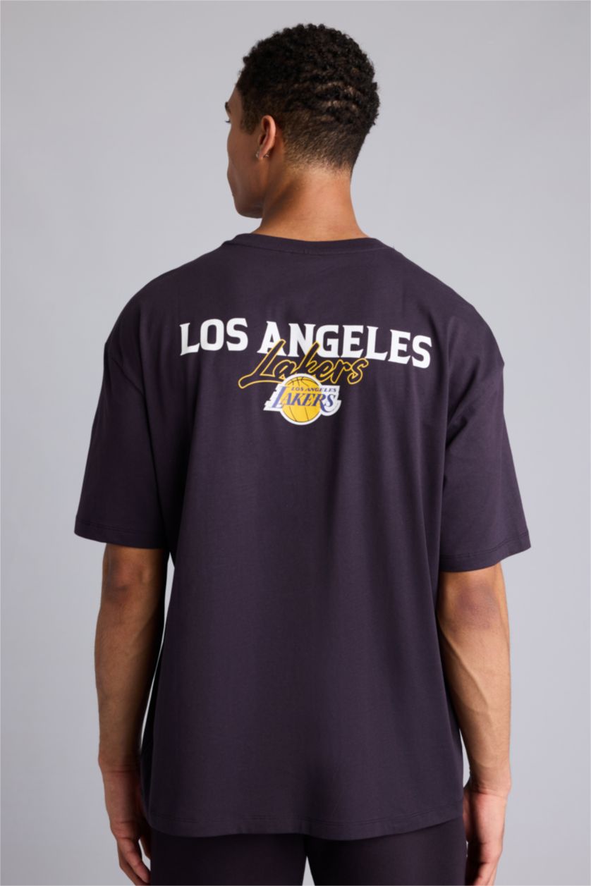 رجال بنفسجي غامق Oversize Fit Short Sleeve T-Shirt