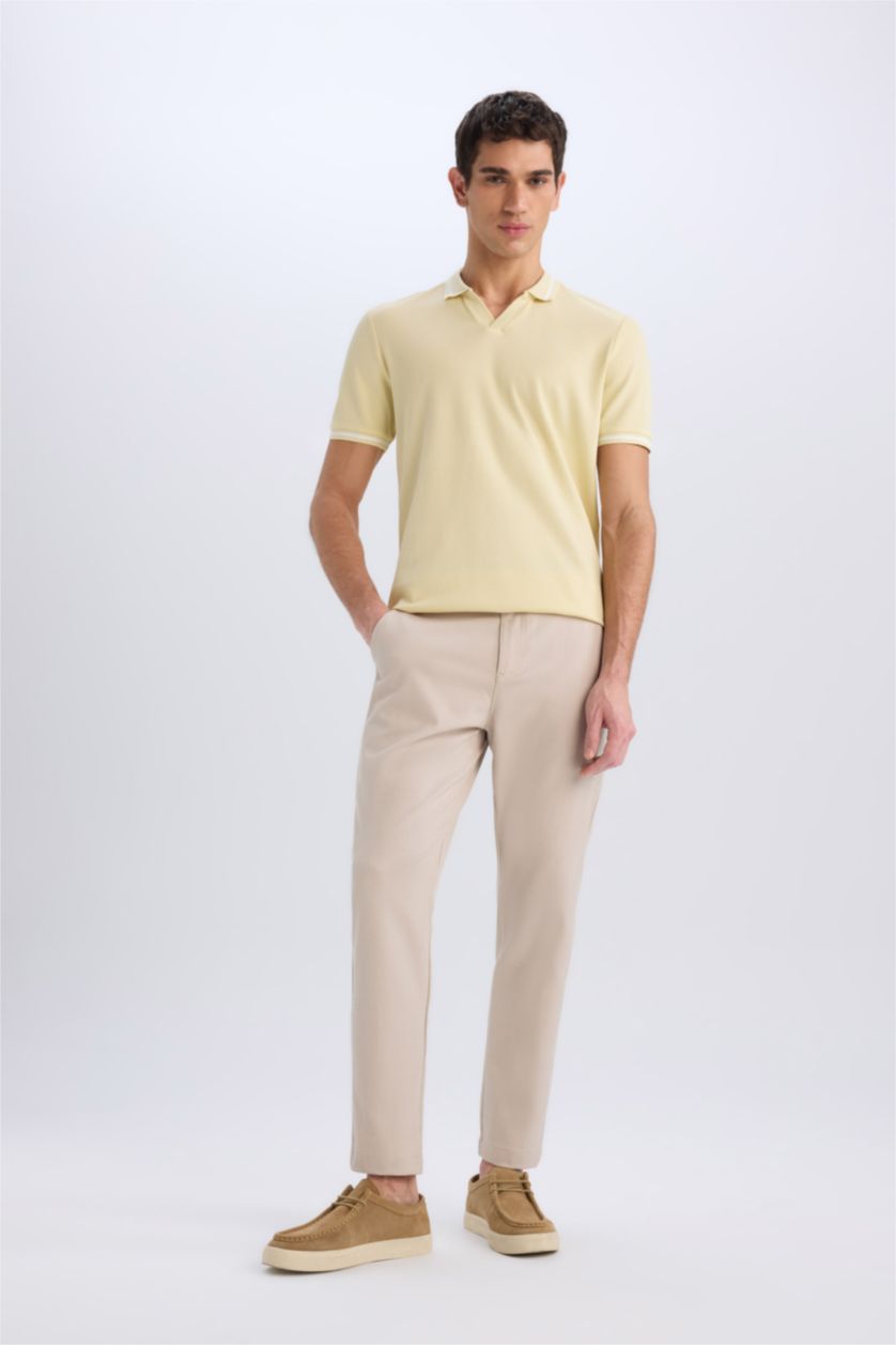 Мужчины Светло-зеленый Футболка-поло с коротким рукавом, Regular Fit, с пузырчатой текстурой