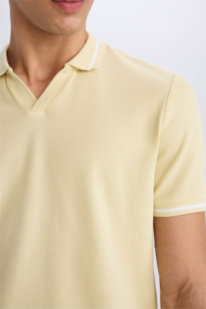 Мужчины Светло-зеленый Футболка-поло с коротким рукавом, Regular Fit, с пузырчатой текстурой