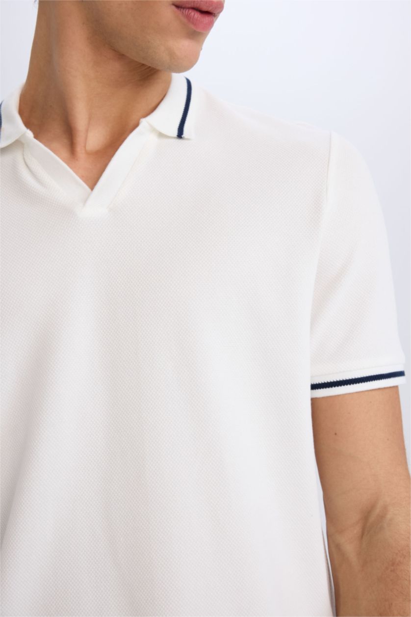 رجال اوف وايت تيشيرت بولو تريكو قصة عادية برقبة بولو