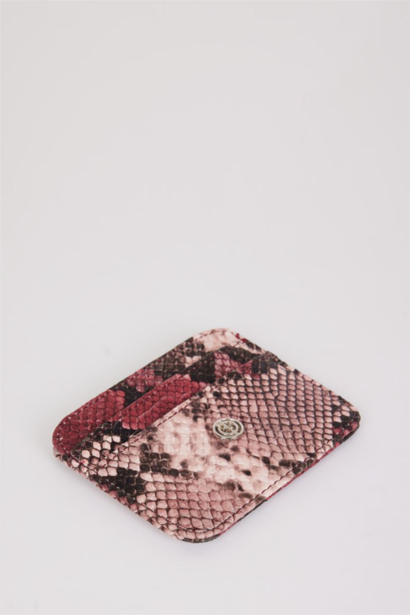 Kadın Somon Kadın Yılan Derisi Desenli Suni Deri Cüzdan