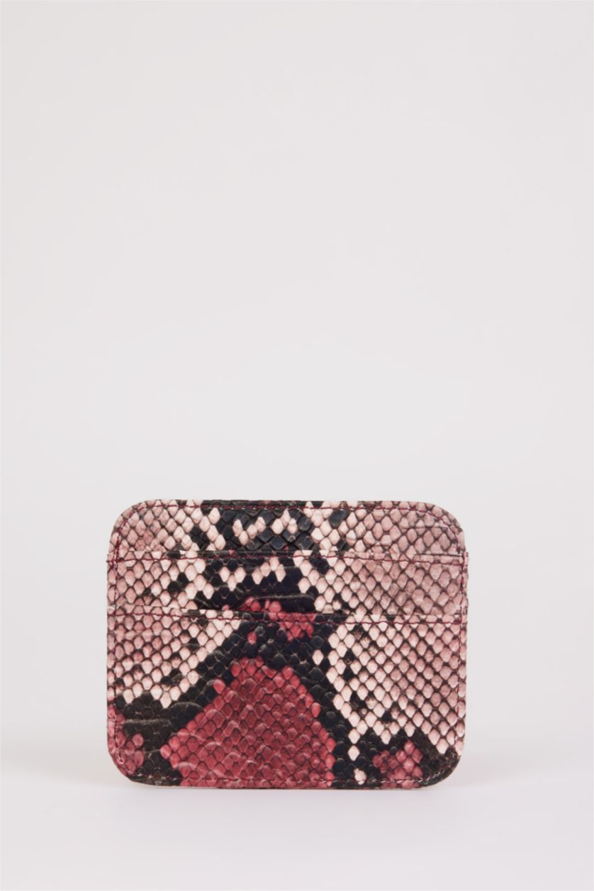 Kadın Somon Kadın Yılan Derisi Desenli Suni Deri Cüzdan