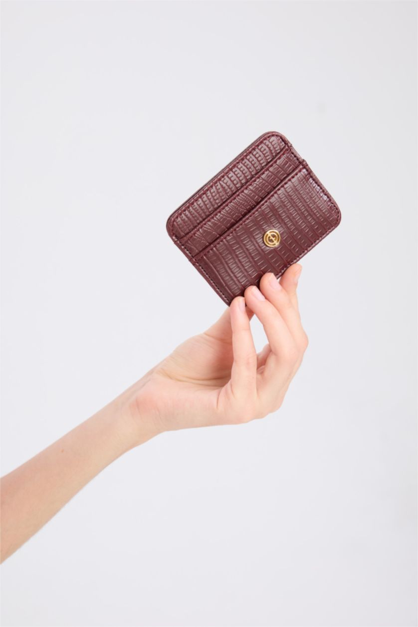 Woman Bordeaux Woman Faux Leather Business Card Wallet