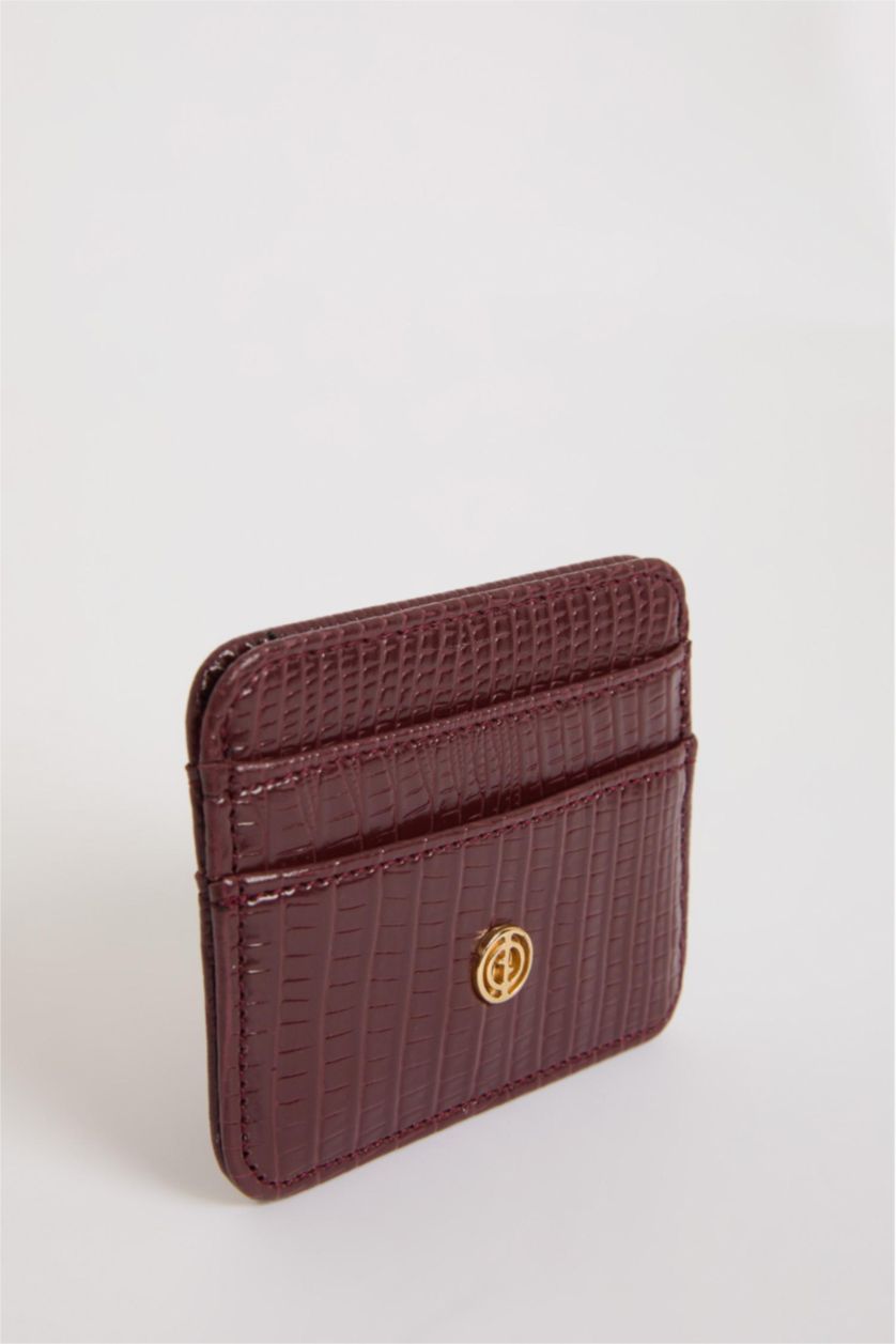 Woman Bordeaux Woman Faux Leather Business Card Wallet