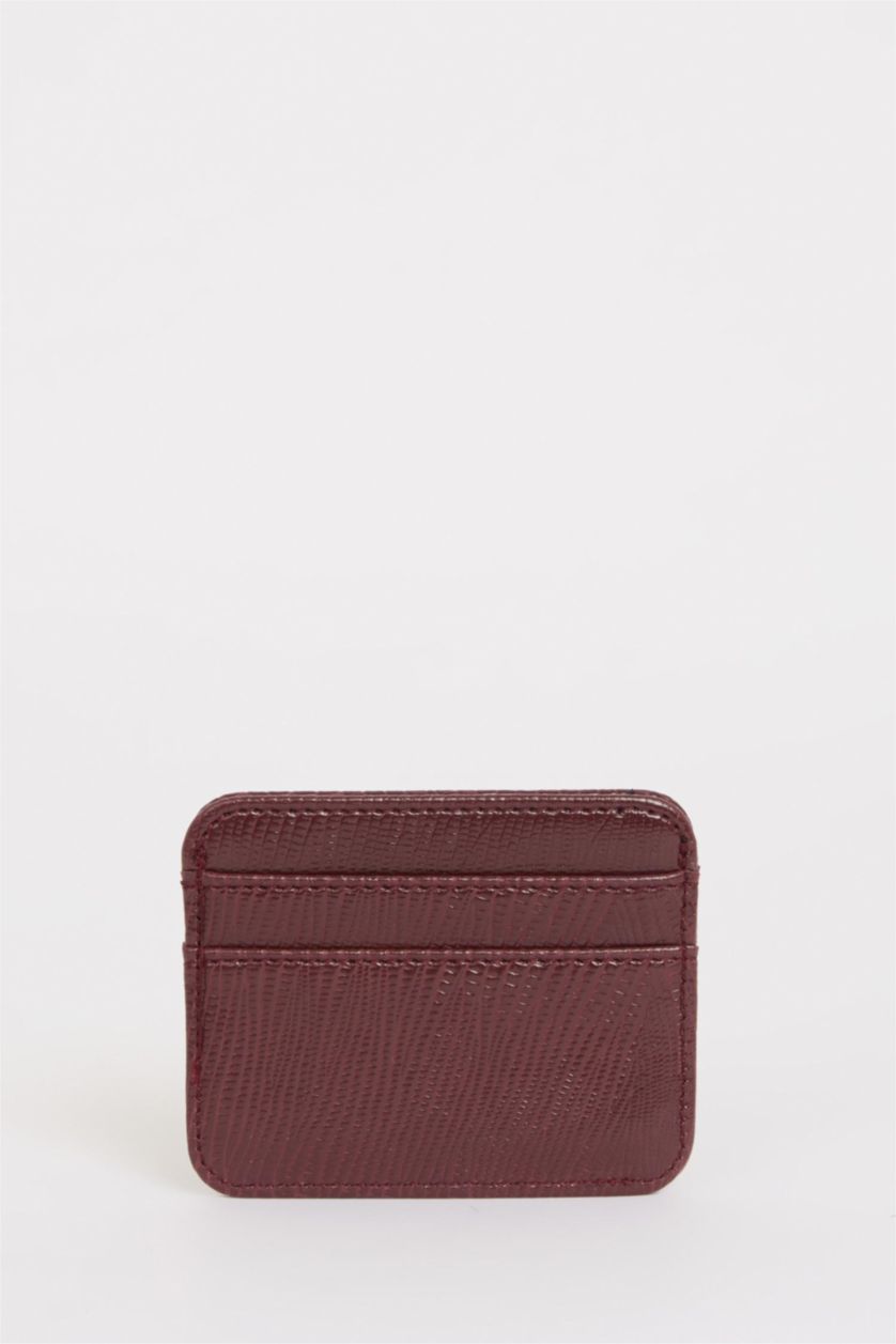 Woman Bordeaux Woman Faux Leather Business Card Wallet