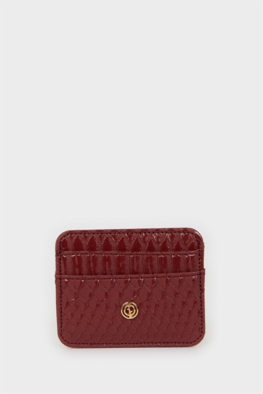 Women Bordeaux Woman Business Card Wallet