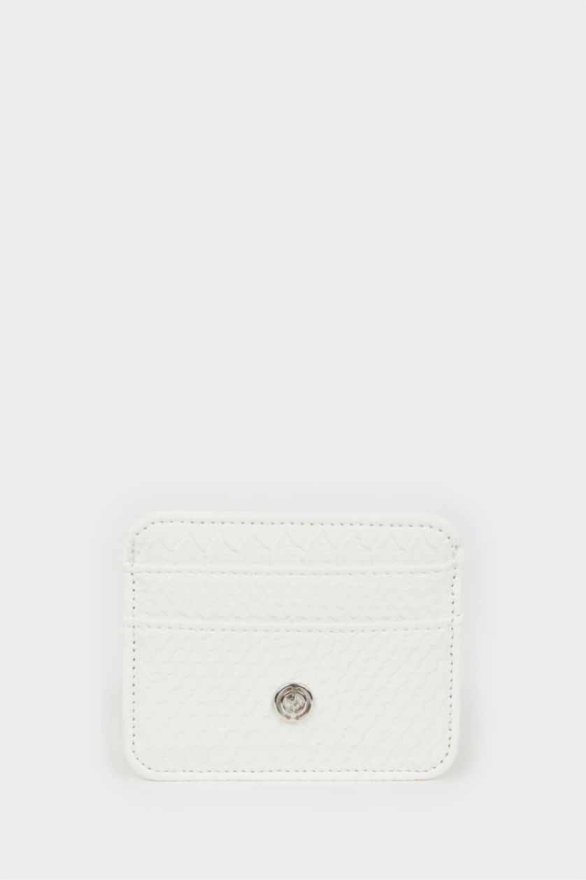 نساء أبيض محفظة بطاقات نسائية من جلد صناعي