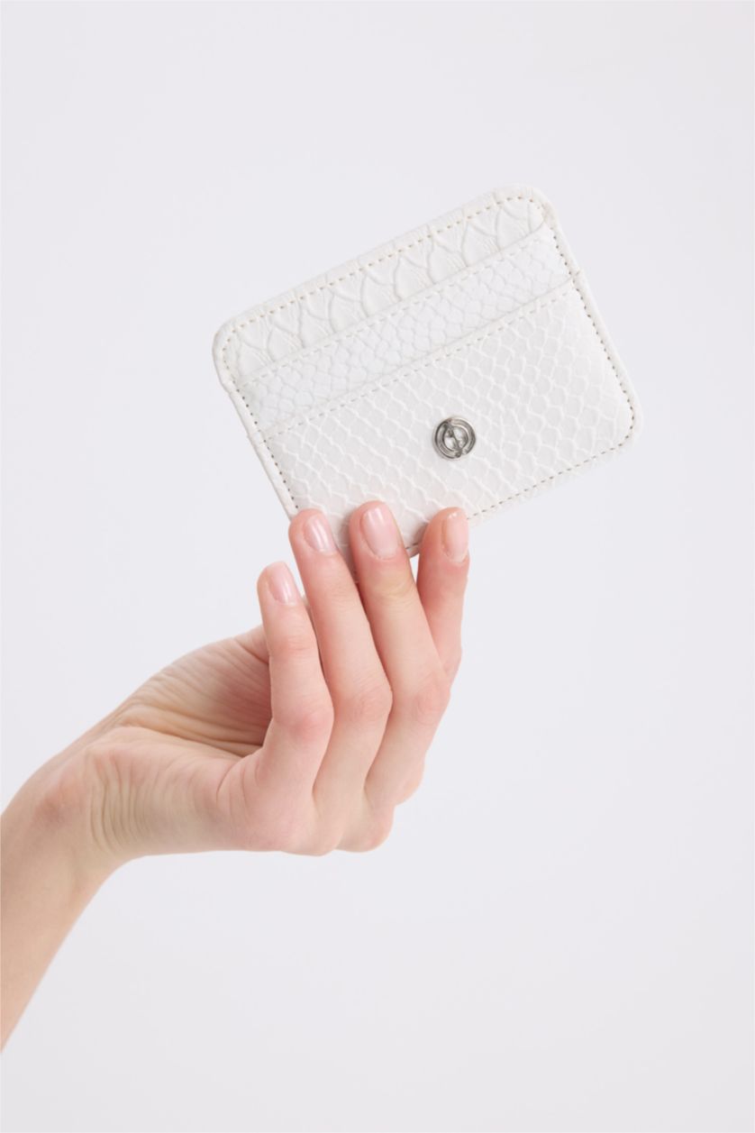 نساء أبيض محفظة بطاقات نسائية من جلد صناعي