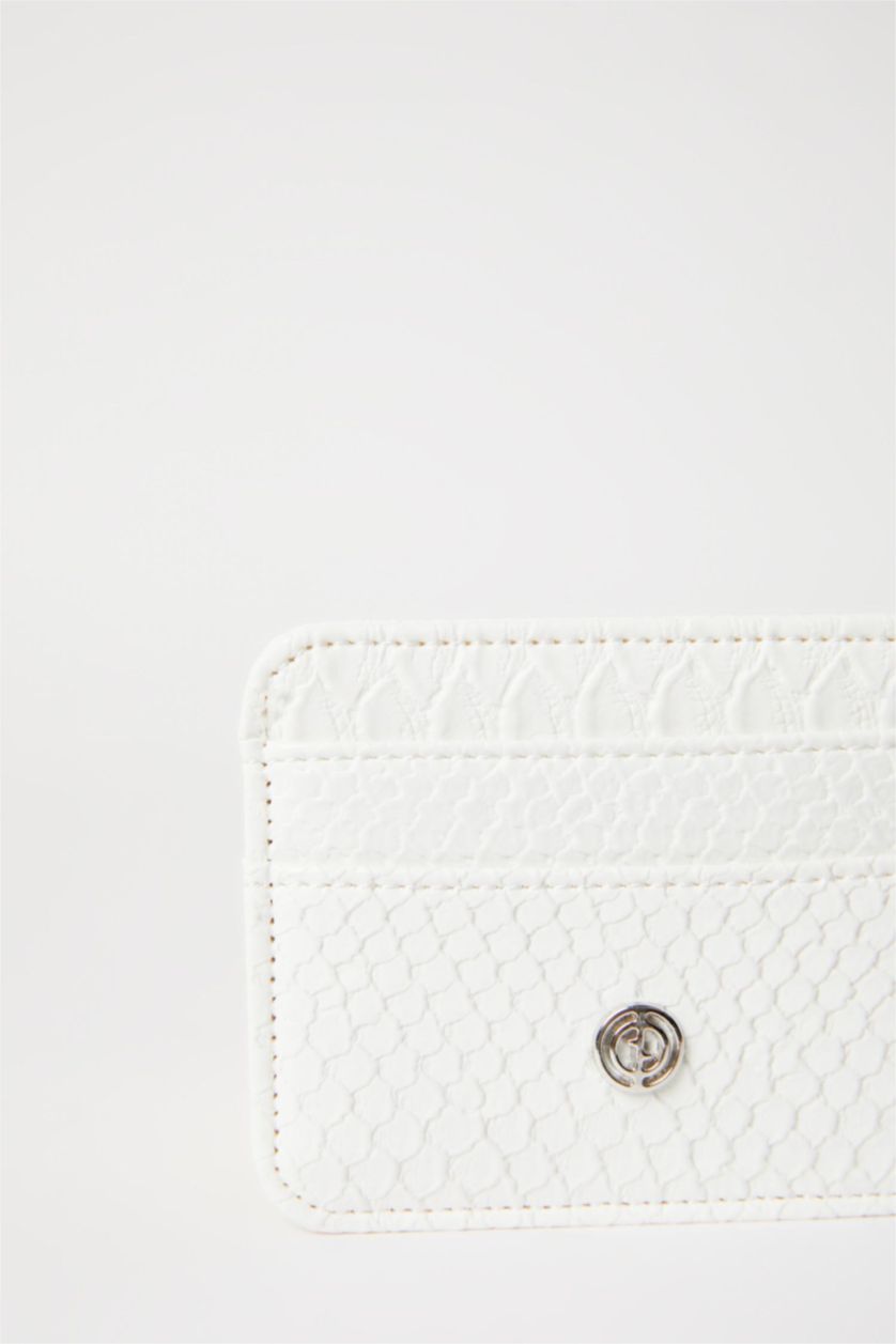 نساء أبيض محفظة بطاقات نسائية من جلد صناعي