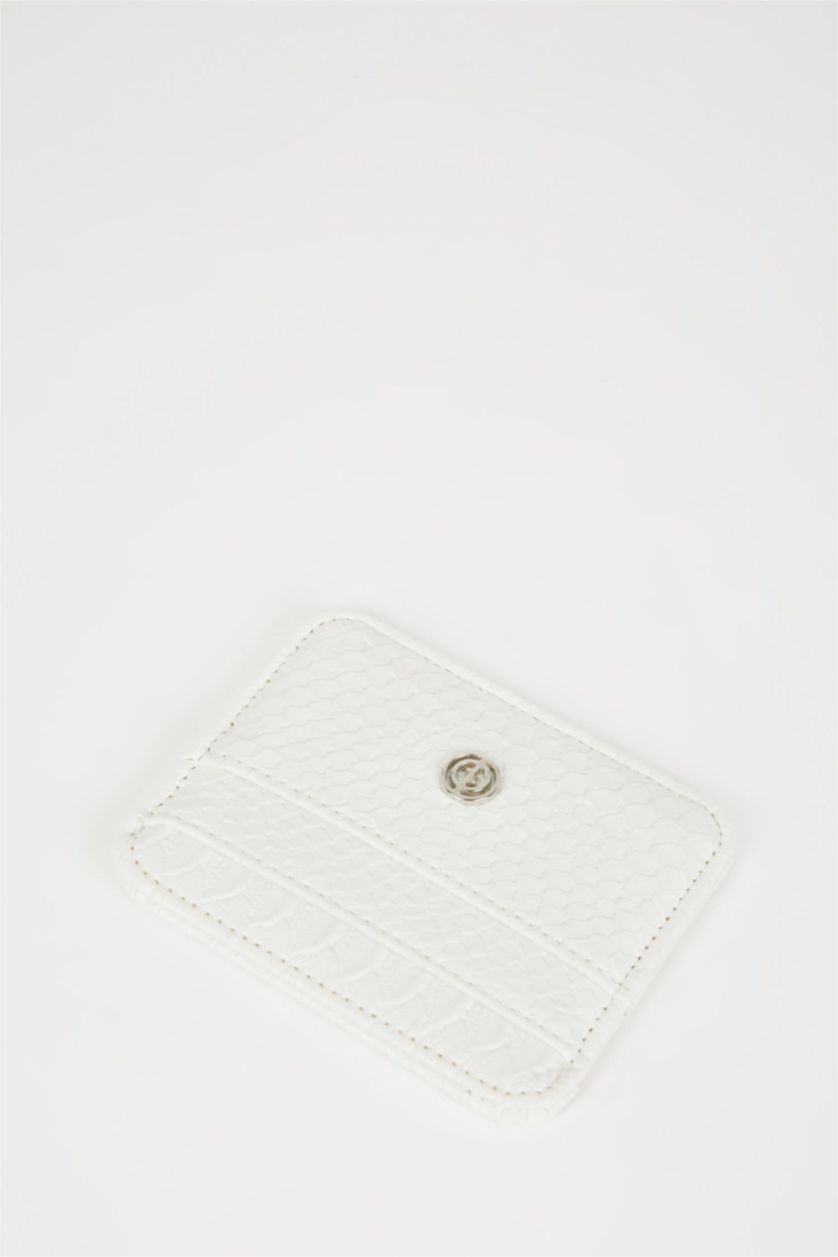 نساء أبيض محفظة بطاقات نسائية من جلد صناعي