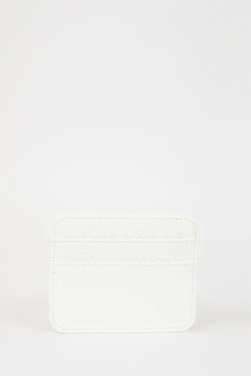 نساء أبيض محفظة بطاقات نسائية من جلد صناعي