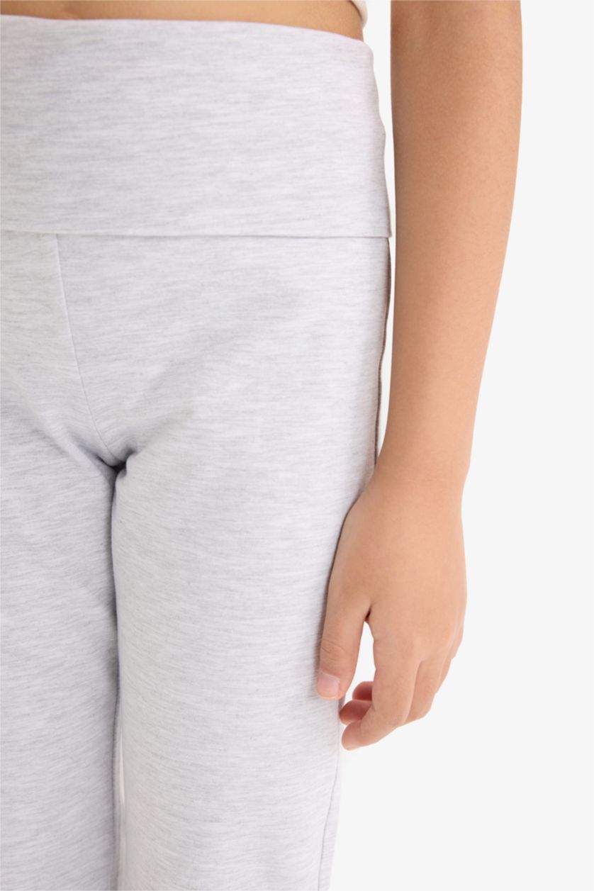 بنات ميلانج رمادي فاتح سروال ضيق برجل واسع للبنات