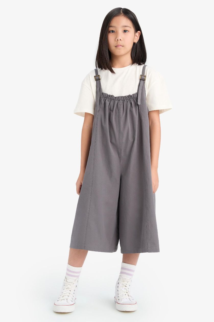 Kız Çocuk - Genç Kız Antrasit Askılı Poplin Tulum Kız Çocuk