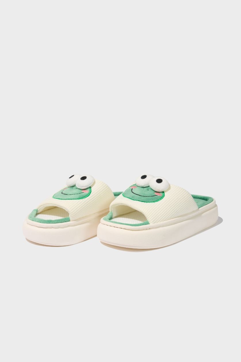 نساء أخضر شبشب بيت نسائي بكعب مسطح