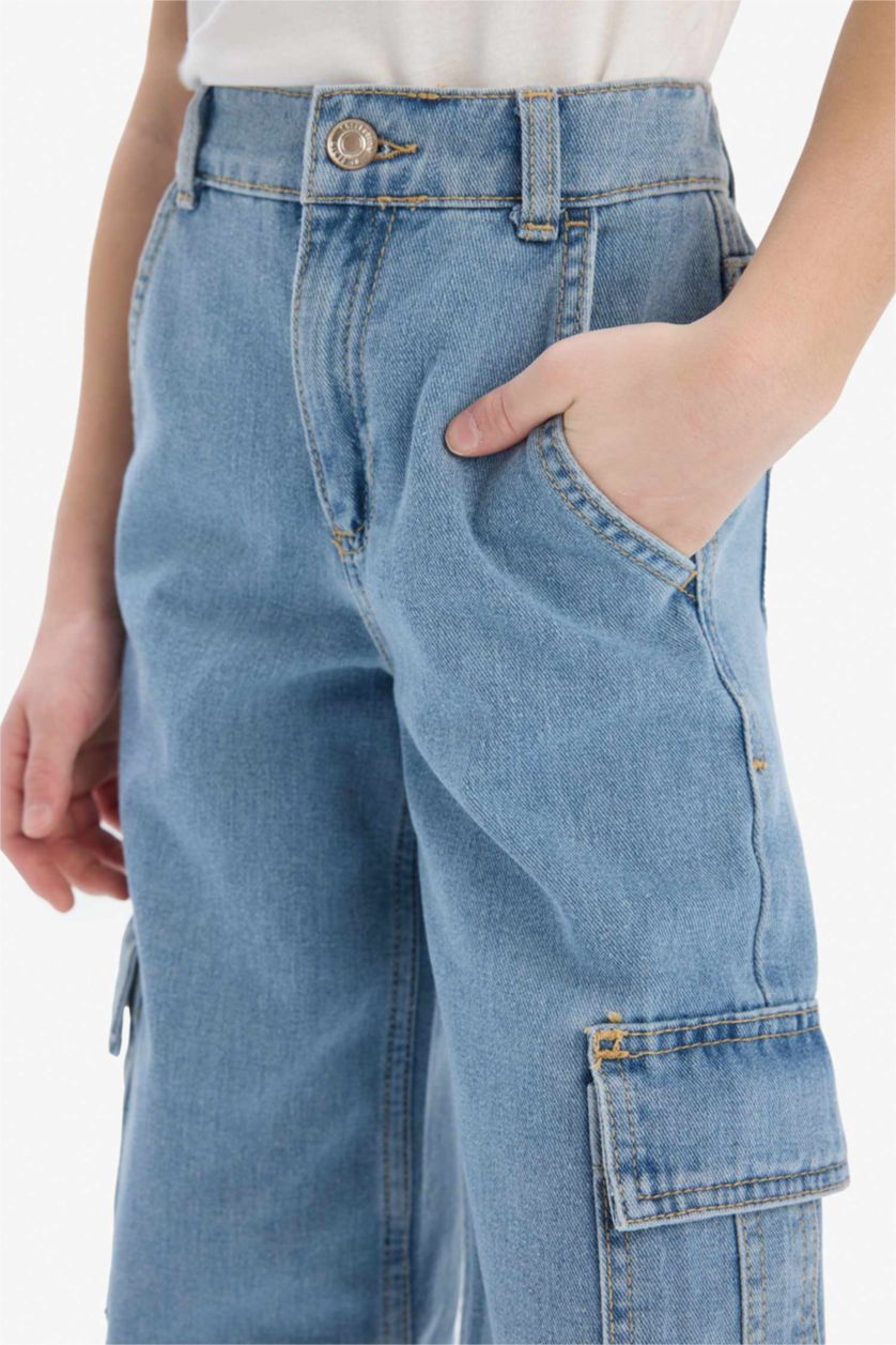 Girls & Teens Light Blue Girl Wide Leg Cargo Jeans